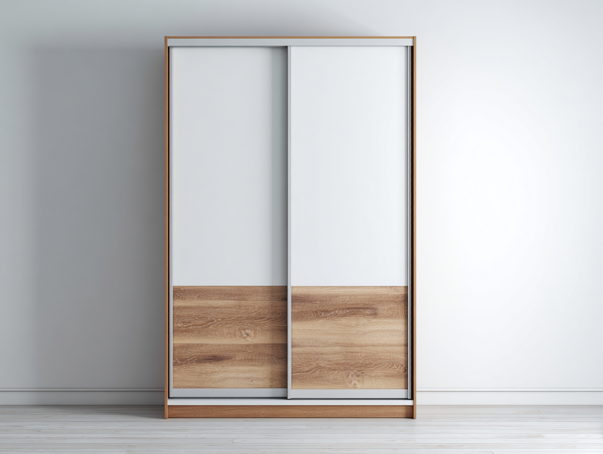 Sliding Door Wardrobe engineered wood 160x60x200 cm - white natural wood - modern storage design