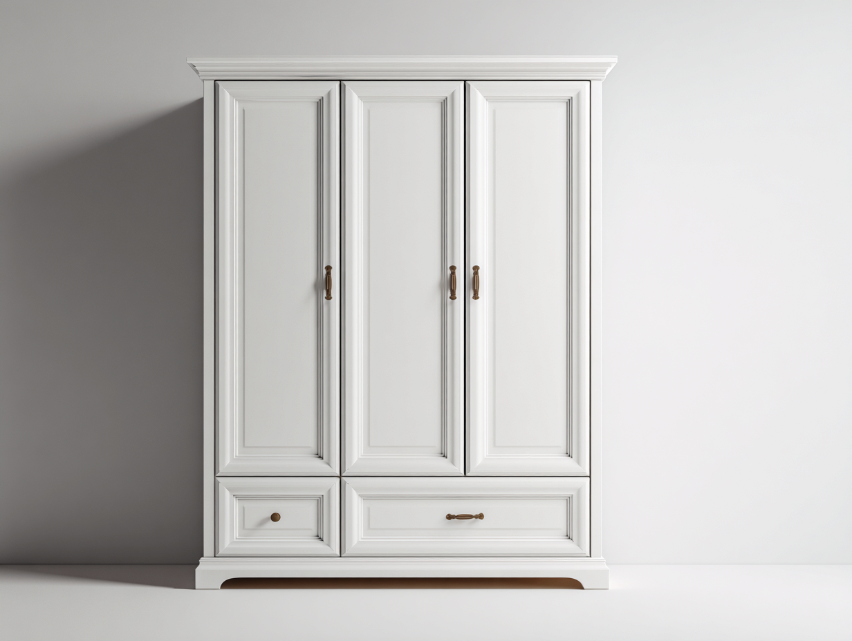 3 Door Wardrobe engineered wood 180x60x200 cm - white - classic storage design