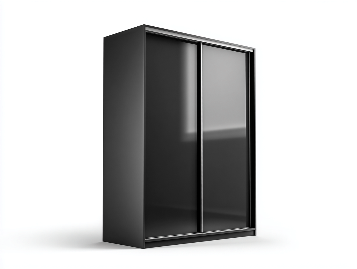 Sliding Door Wardrobe modern high-gloss cabinet 180x60x215 cm - black - minimalist bedroom storage design