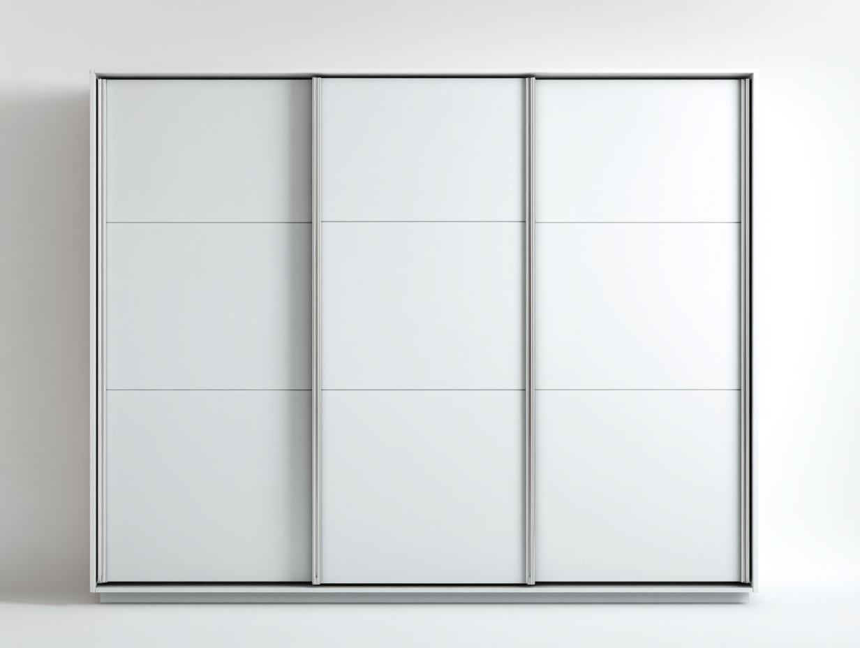 Sliding Door Wardrobe Glass Panel Cabinet 240x60x210 cm - White - Modern Bedroom Design