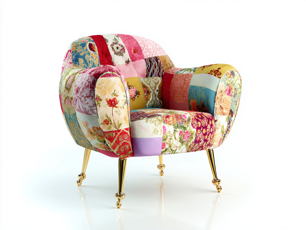 Armchairs fabric upholstered accent armchair 75x80x85 cm - multicolour - artistic design for living room-Pinemypad