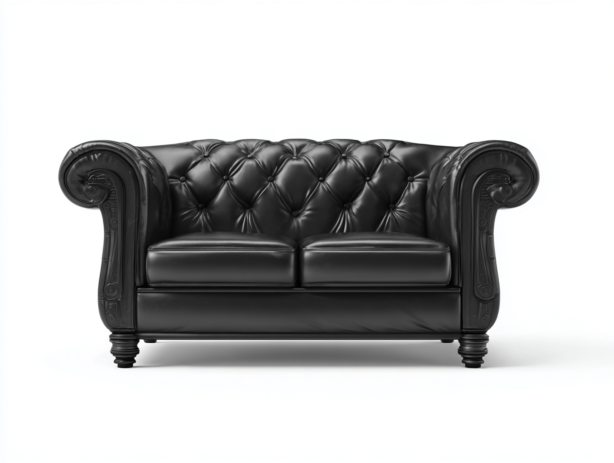 2 Seater Sofa upholstered faux leather 190x95x80 cm - black - classic living room design-Pinemypad