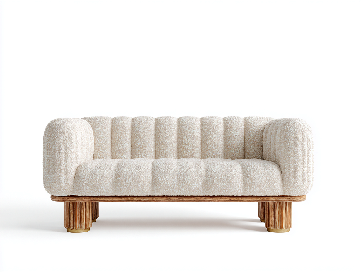 2 Seater Sofa Fabric Upholstered Frame 160x85x75 cm - Cream - Living Room Use - Modern Comfort Design-Pinemypad