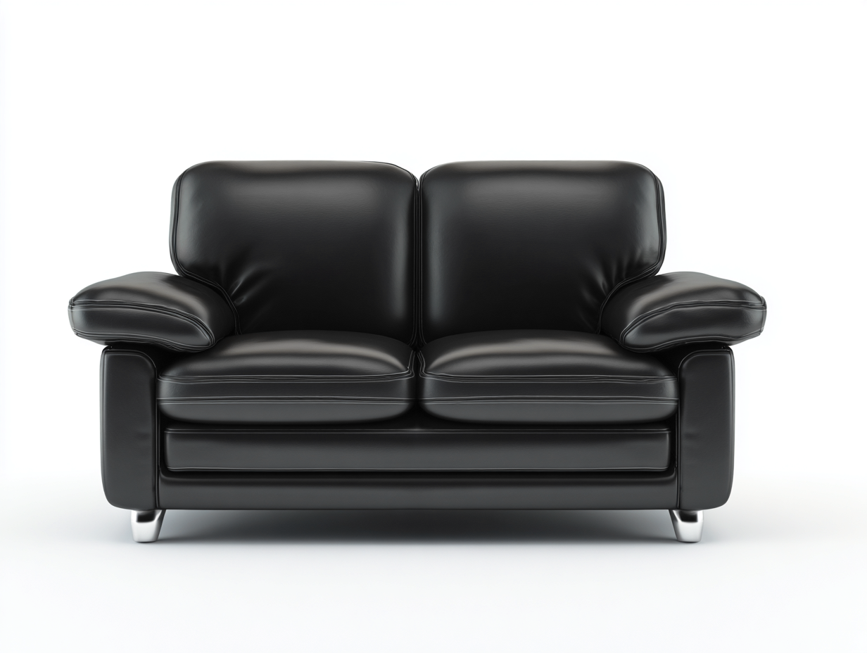 2 Seater Sofa - upholstered leather look 170x90x85 cm - black - modern design-Pinemypad