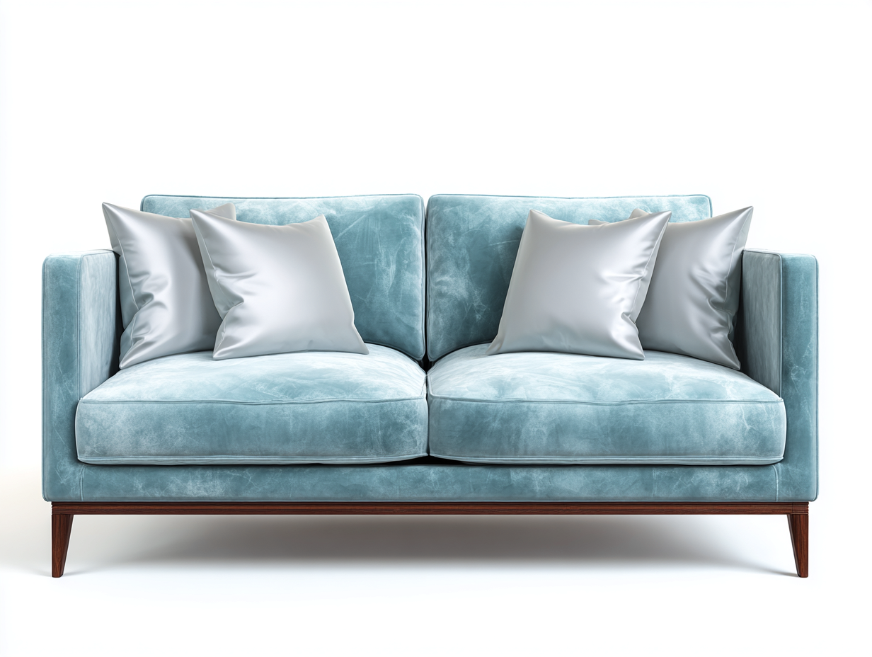 2 Seater Sofa upholstered fabric 160x85x80 cm light blue for living room - modern design-Pinemypad
