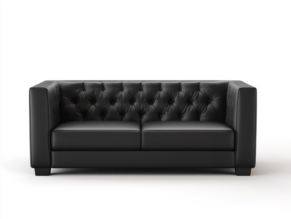 2 Seater Sofa Faux Leather Upholstered Frame 170x85x78 cm - Black - Living Room Use - Classic Tufted Design-Pinemypad