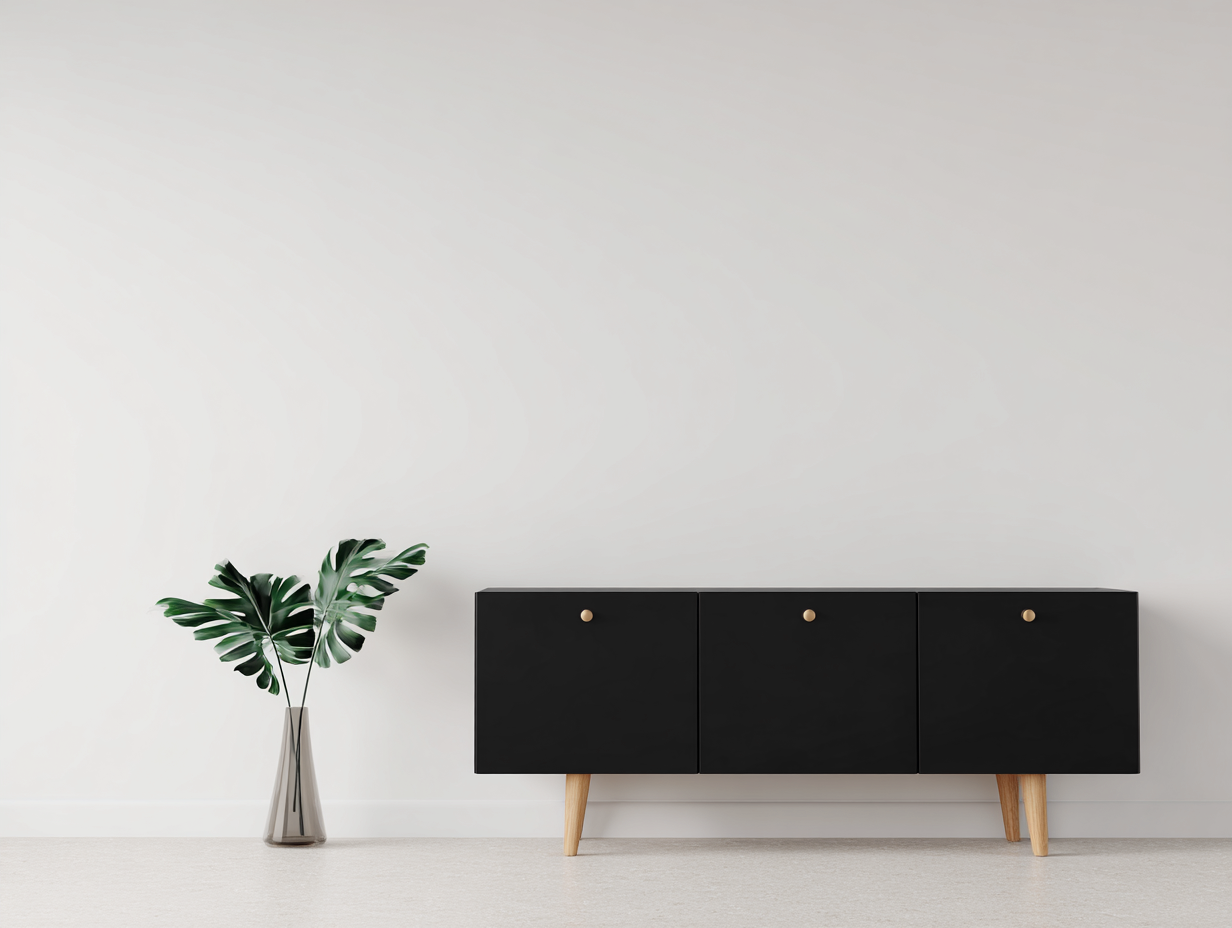 Entryway Cabinet modern wooden storage cabinet 150x40x75 cm - black-natural - contemporary design for entryway-Pinemypad