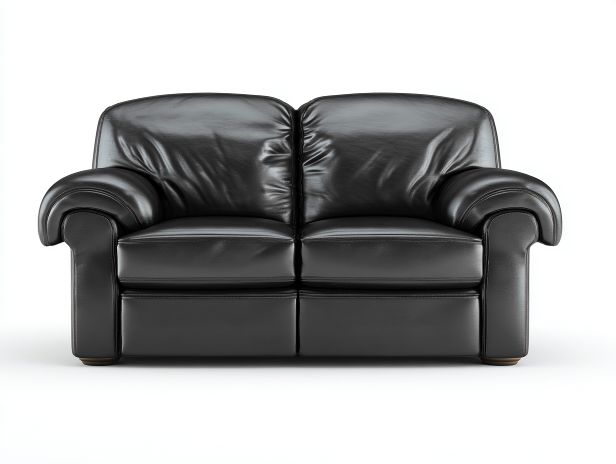 2 Seater Sofa upholstered faux leather 165x90x85 cm black for living room - classic design-Pinemypad