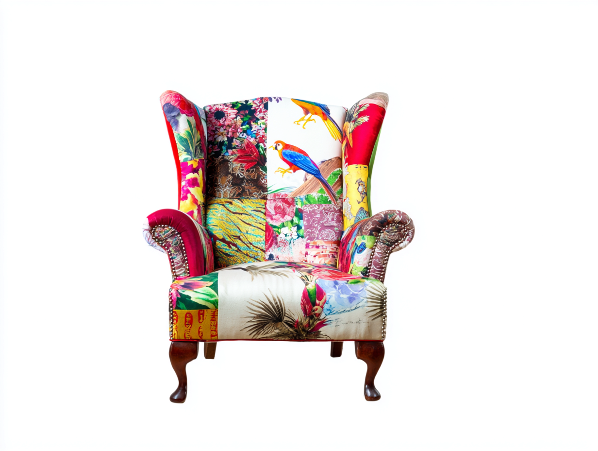 Armchairs Fabric Upholstered Frame 95x90x110 cm - Multicolour - Living Room Use - Classic Wingback Design-Pinemypad