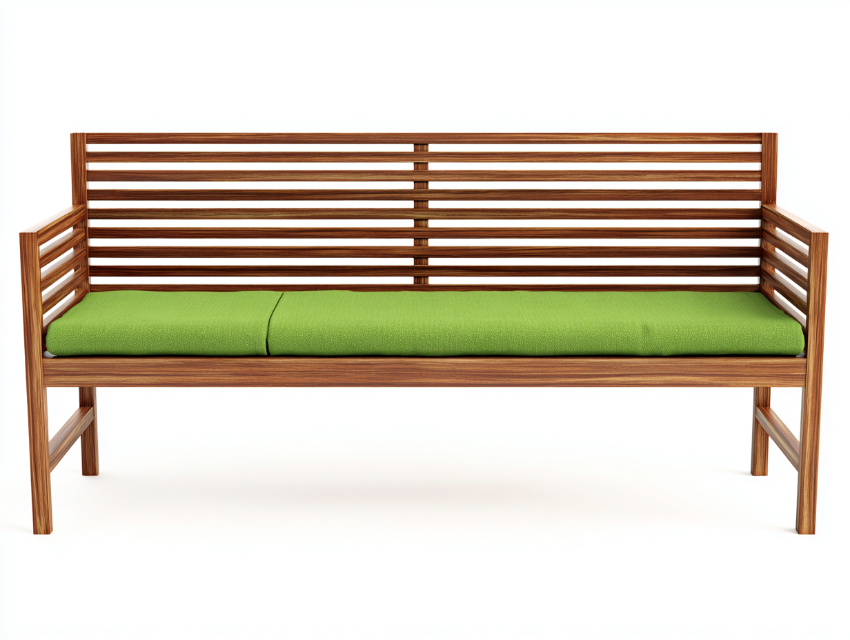 Outdoor Bench solid wood garden bench with cushion 160x60x85 cm - natural wood-green - outdoor seating design for garden-Casagethaus