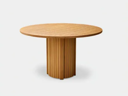 Garden Table solid wood 120x120x75 cm - natural - outdoor dining design-Casagethaus