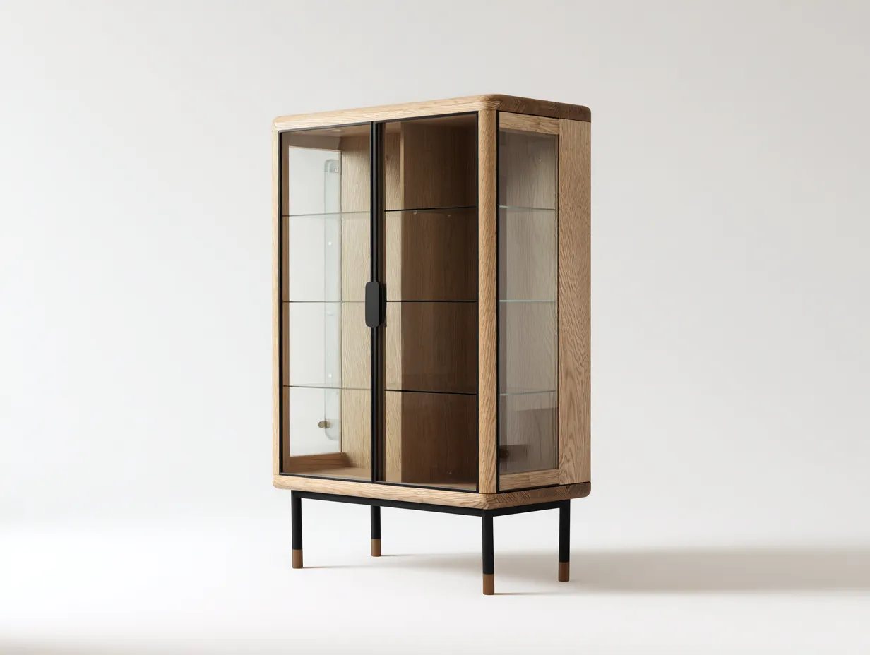 Display Cabinet Solid Wood Glass Doors 75x40x165 cm - Brown-Black - Living Room Storage - Modern Minimalist Design-Casagethaus