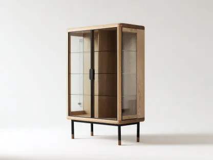 Display Cabinet Solid Wood Glass Doors 75x40x165 cm - Brown-Black - Living Room Storage - Modern Minimalist Design-Casagethaus
