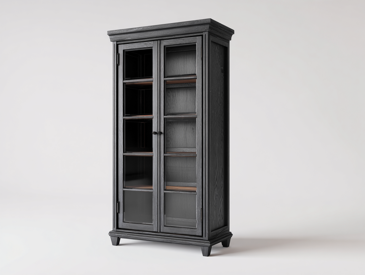 Display Cabinet Wooden Storage Cabinet 90x40x180 cm - Black - Living Room Storage Design-Casagethaus