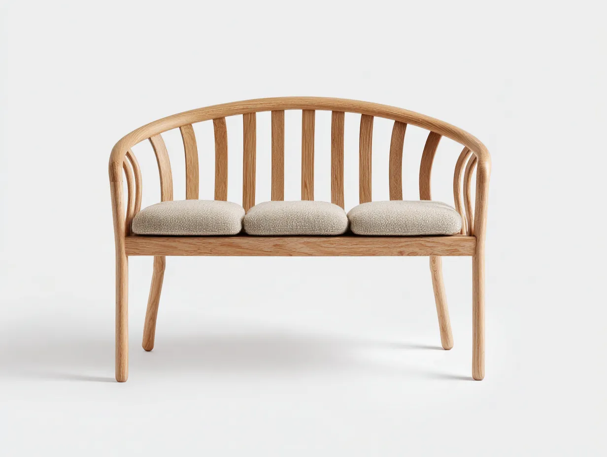 Outdoor Bench Solid Wood Curved Back 120x55x80 cm - Brown - Garden Seating - Natural Contemporary Design-Casagethaus