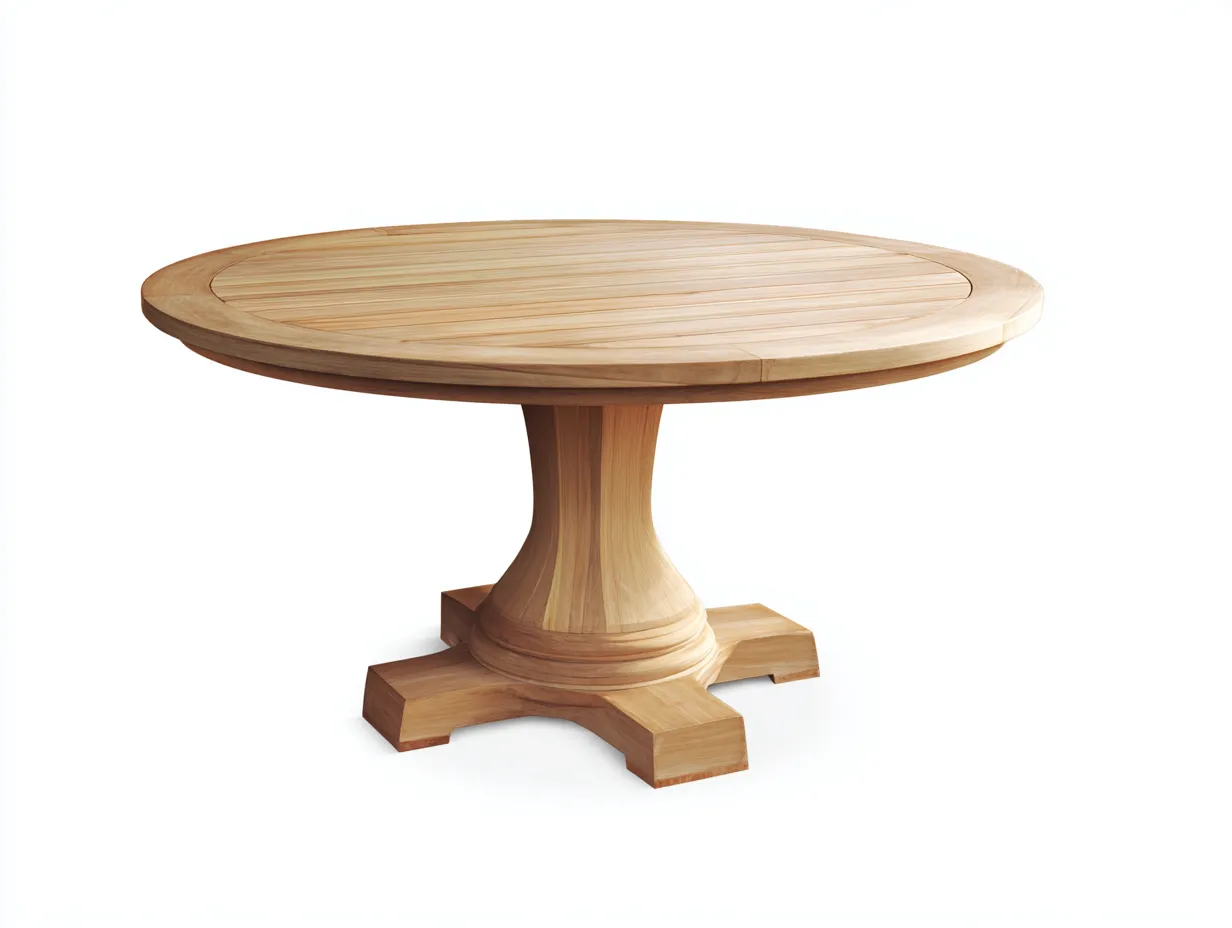 Garden Table round wooden garden table 120x120x75 cm - natural wood - outdoor design for garden-Casagethaus