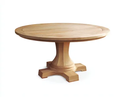Garden Table round wooden garden table 120x120x75 cm - natural wood - outdoor design for garden-Casagethaus
