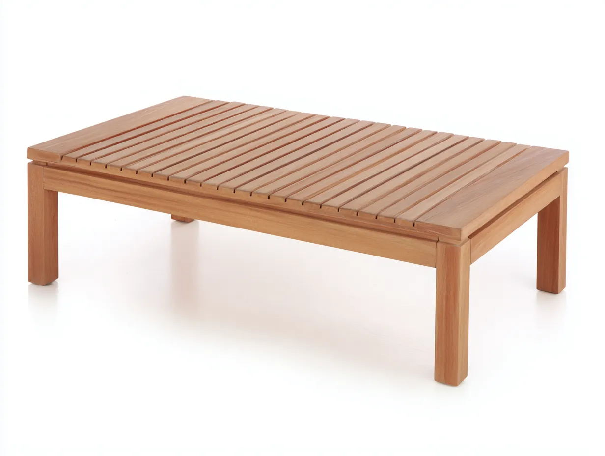 Garden Table wooden slatted garden table 120x60x45 cm - natural wood - outdoor design for garden-Casagethaus