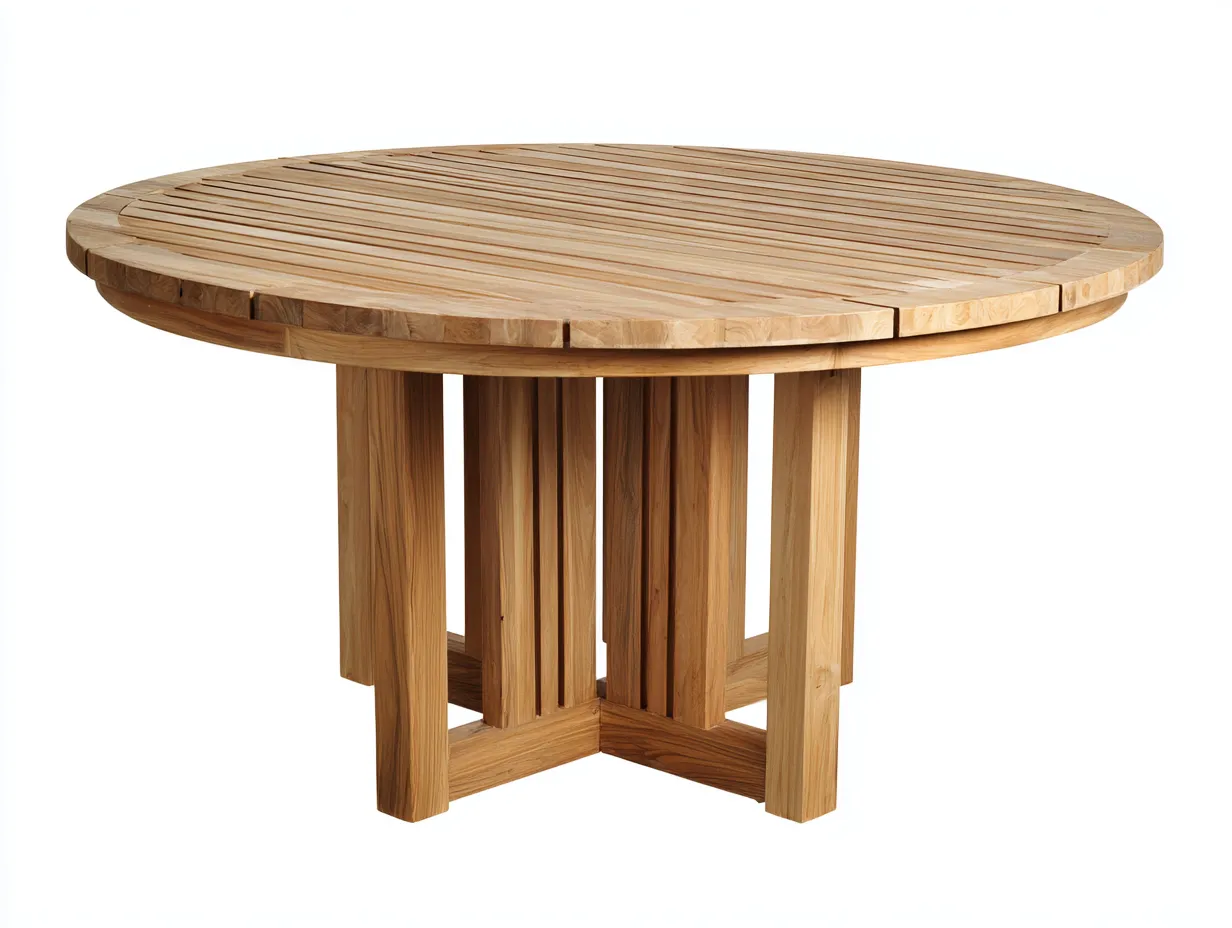 Garden Table Solid Wood Round Outdoor Garden Table 120x120x75 cm - Natural Wood - Outdoor Dining Design-Casagethaus