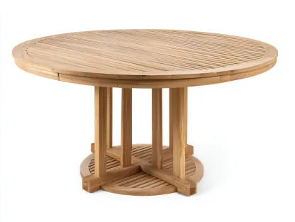 Garden Table round wooden slatted garden table 120x120x75 cm - natural wood - outdoor design for garden-Casagethaus