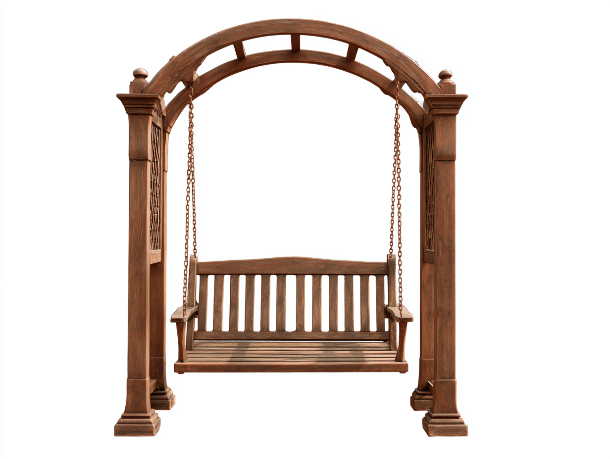 Garden Swing Seat solid wood 170x120x215 cm - brown - classic arch frame - outdoor relaxation design-Cozygethome