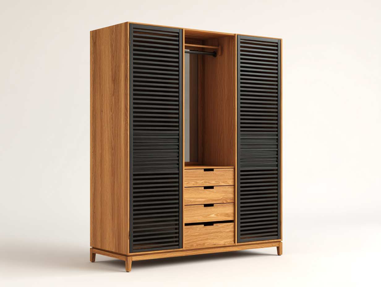 Wardrobes Engineered Wood 120x55x180 cm - Brown Black Finish - Modern Storage with Drawers-Havenupshop