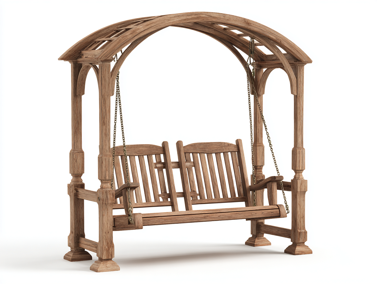 Garden Swing Seat Solid Wood 180x120x210 cm - Natural Wood Finish - Outdoor Swing Bench with Canopy-Cozygethome