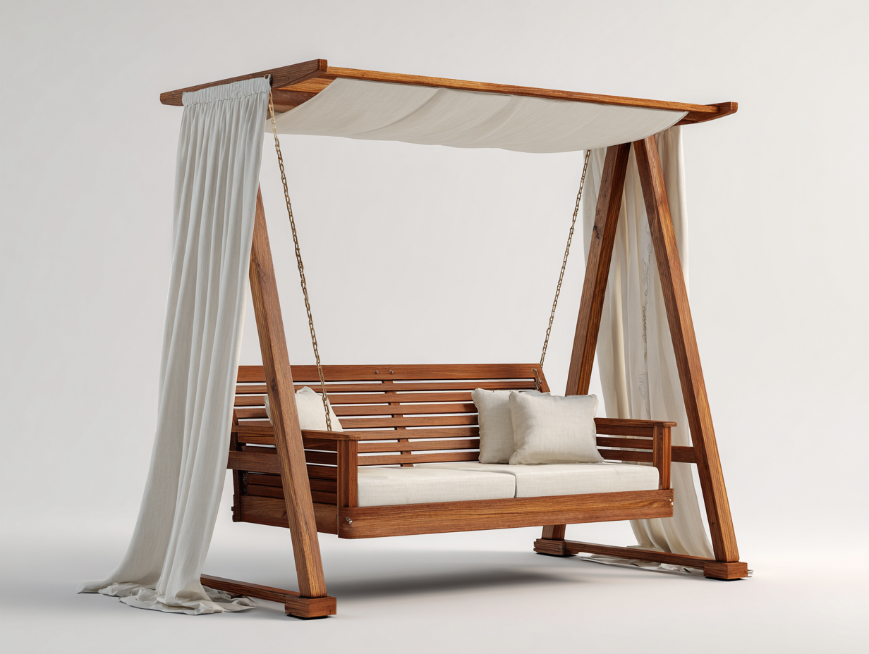 Garden Swing Seat Solid Wood Garden Swing Seat with Canopy 230x130x215 cm - Natural Wood - Outdoor Leisure Design-Havenupshop