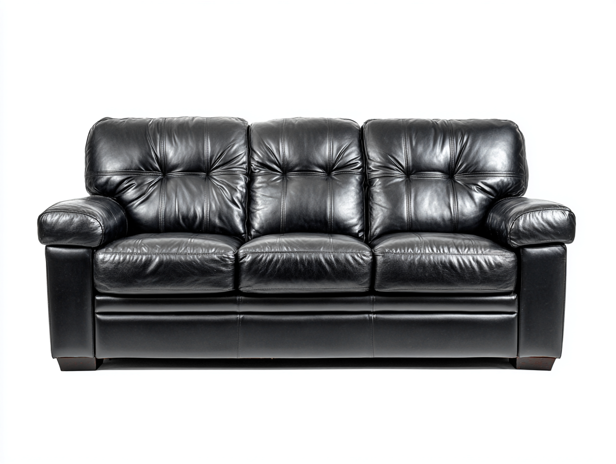 3 Seater Sofas Leather 3 Seater Sofa 210x95x90 cm - Black - Classic Comfort Design-Loftgetio