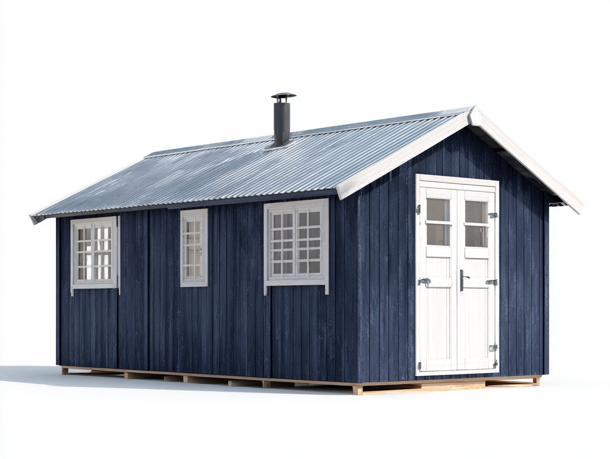 Garden Shed wooden storage cabin 300x220x230 cm - blue and white - classic outdoor design-Loftgetio