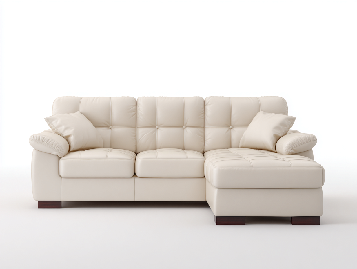 Corner Sofa upholstered 260x165x90 cm - cream - classic comfort for living room-Loftgetio