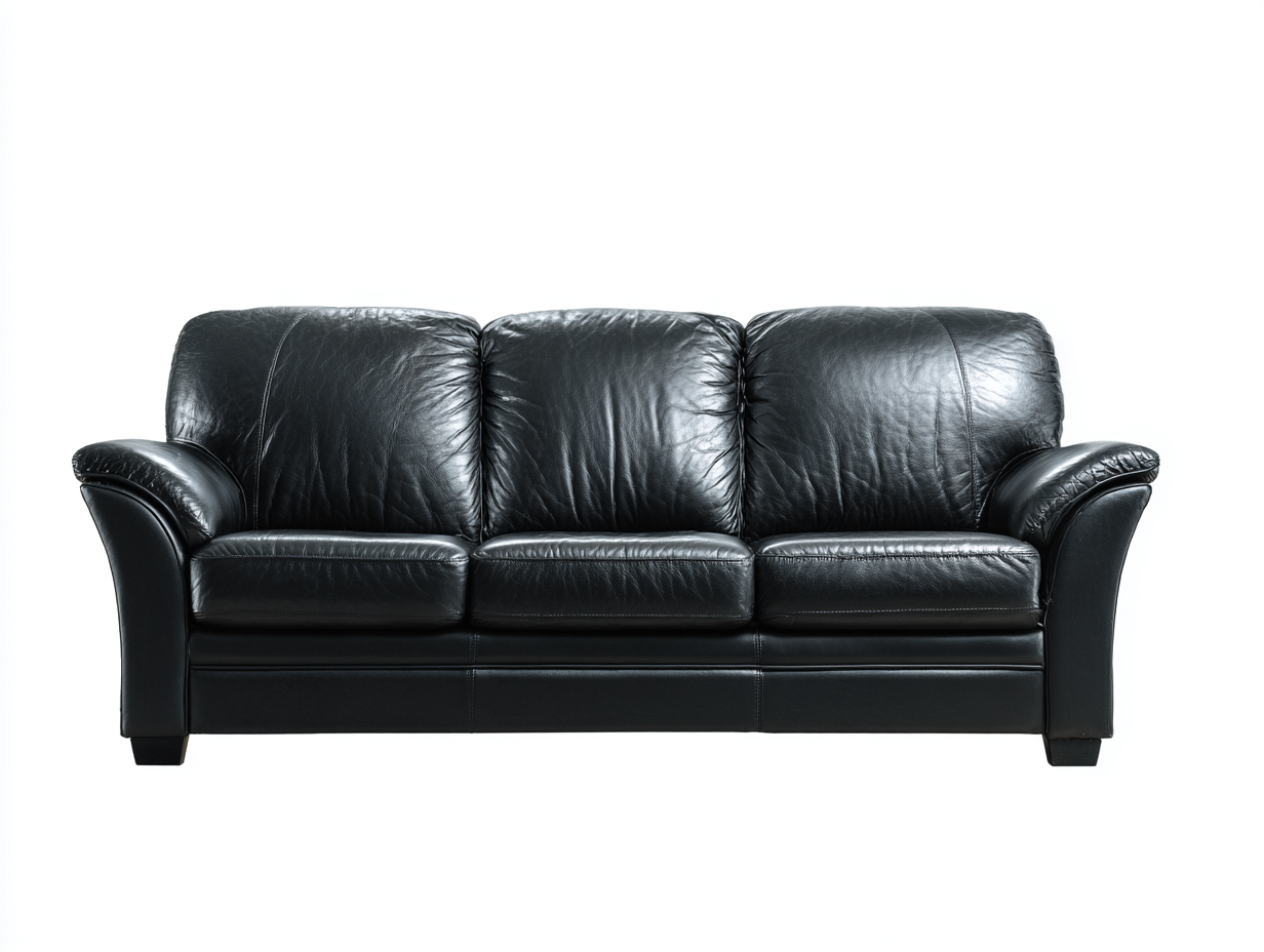3 Seater Sofas Leather 3 Seater Sofa 215x95x90 cm - Black - Classic Living Room Design-Loftgetio