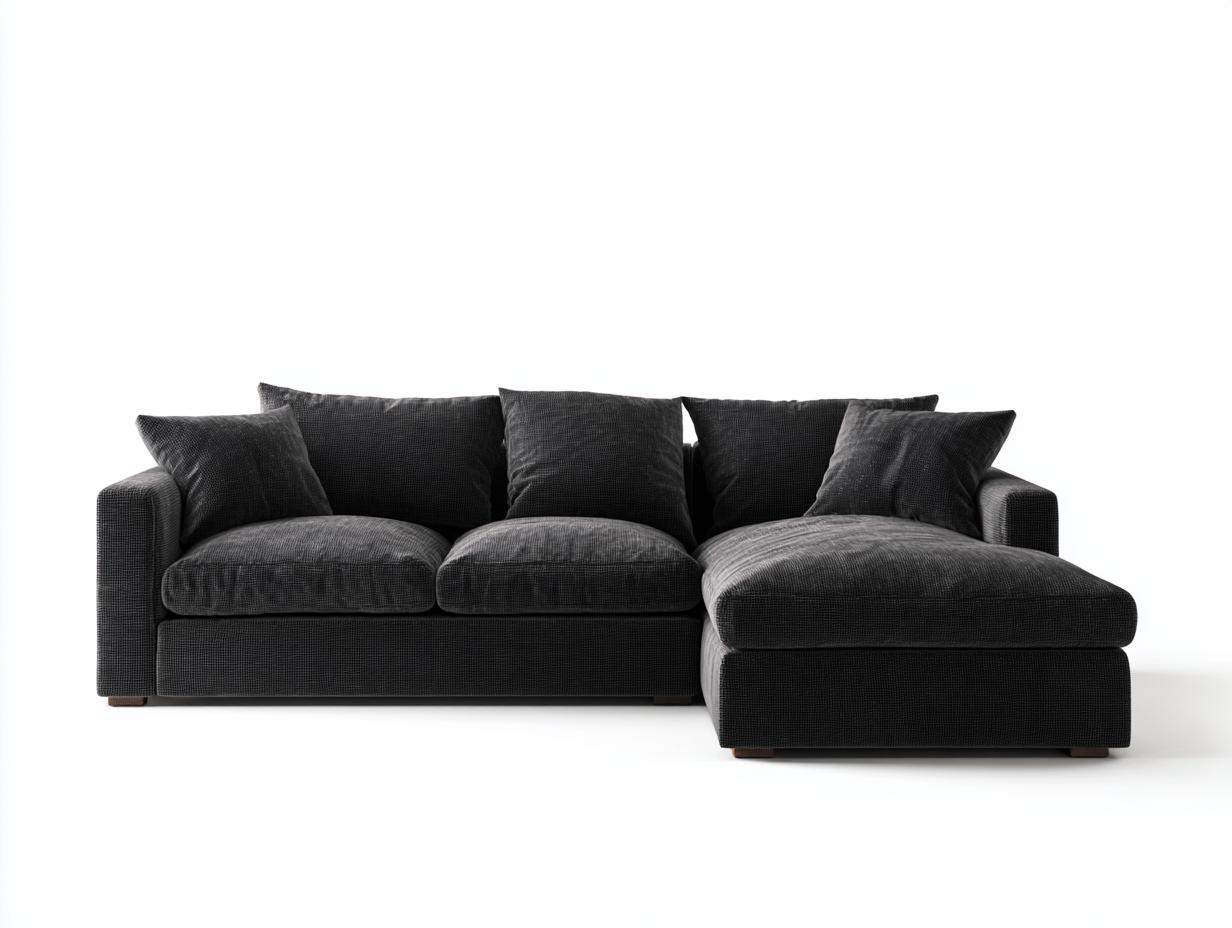 Corner Sofa Upholstered 265x170x85 cm - Dark Grey Finish - Contemporary Living Room Seating-Loftgetio