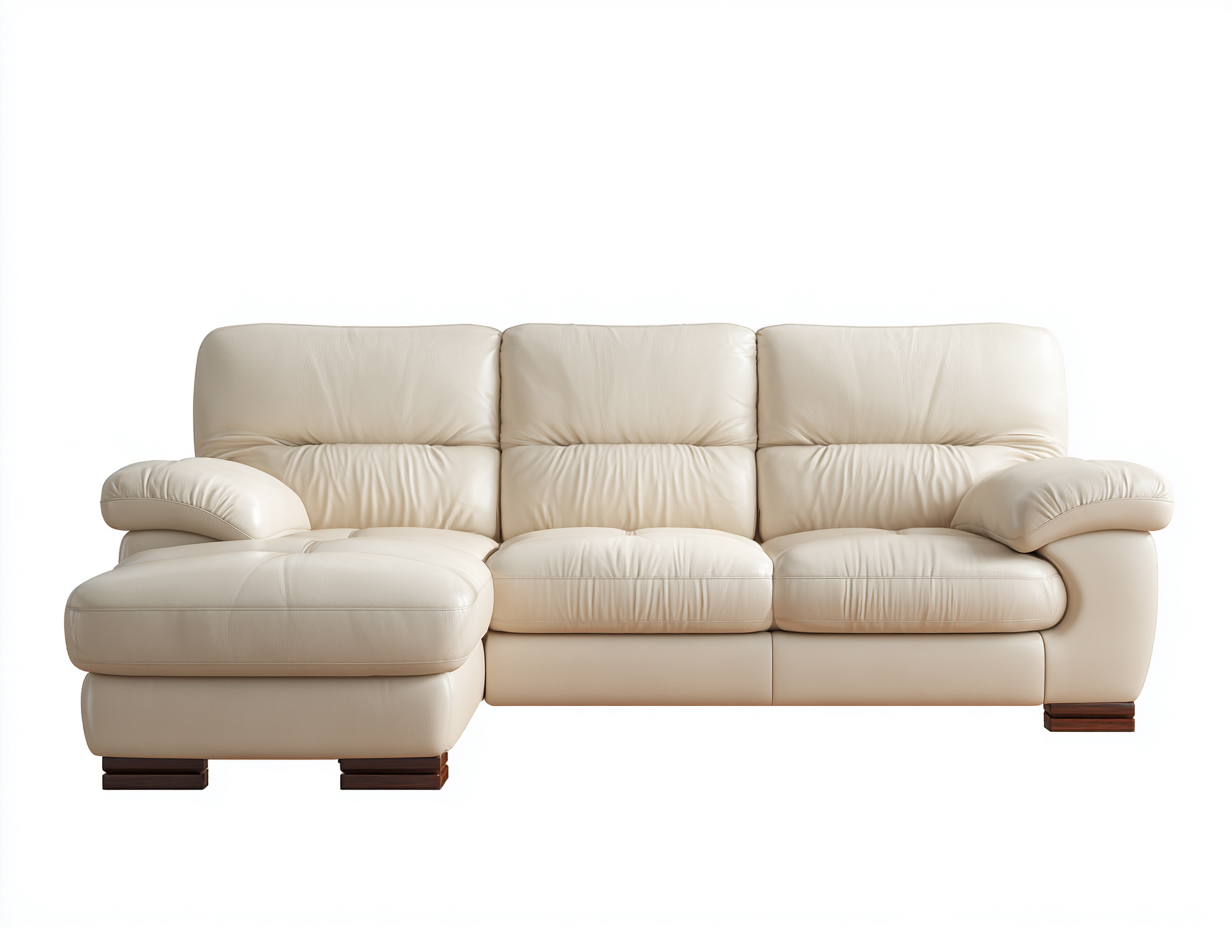 Corner Sofa Leather Corner Sofa 260x165x85 cm - Cream - Modern Living Room Design-Loftgetio