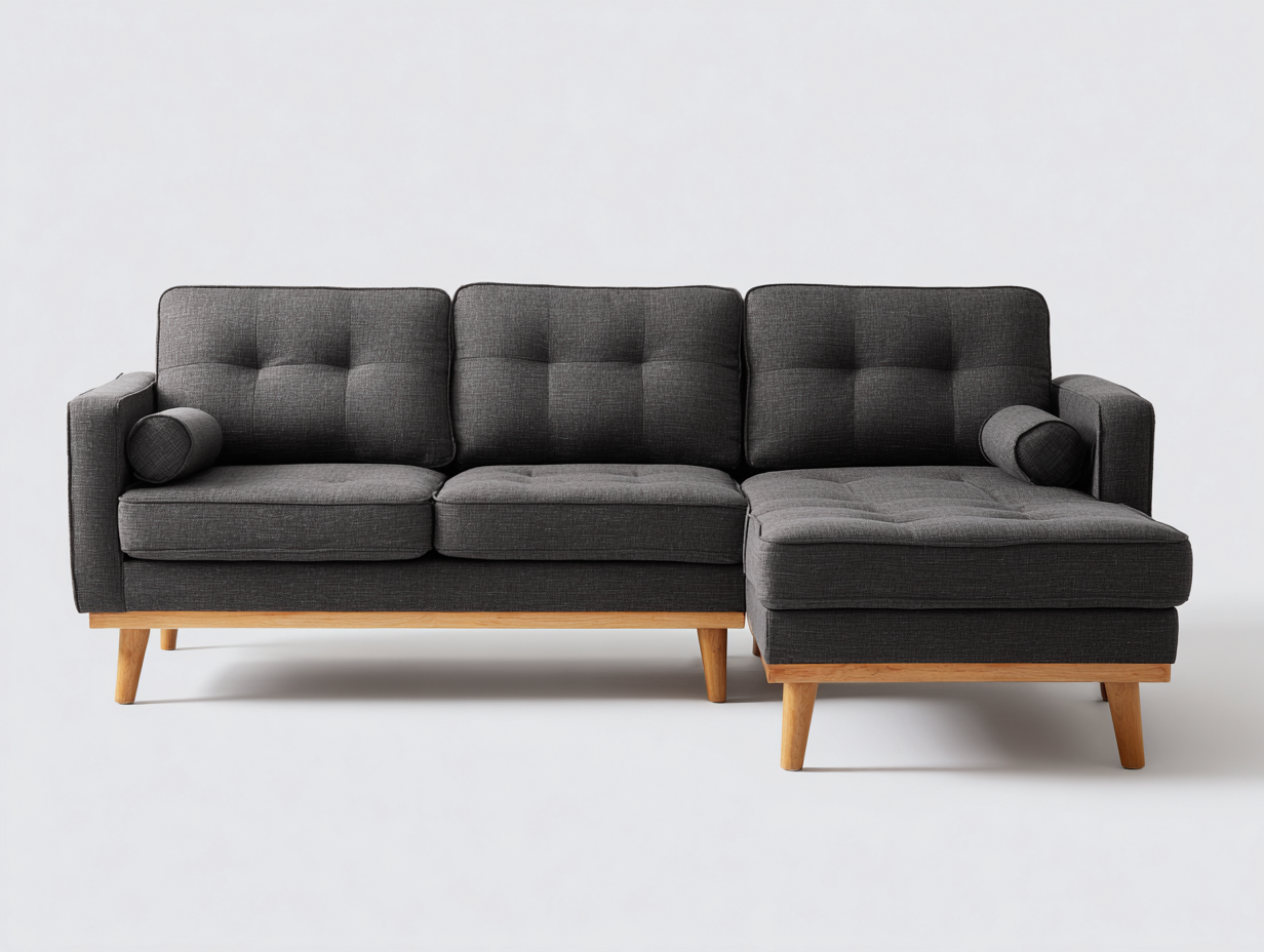 Corner Sofa Fabric Corner Sofa 250x160x85 cm - Dark Grey - Modern Living Room Design-Loftgetio