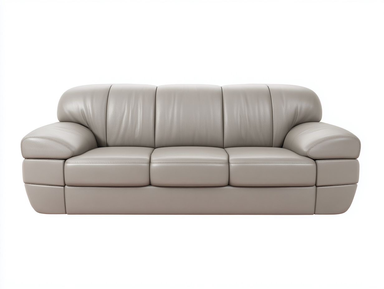 3 Seater Sofa upholstered leather-look 210x95x85 cm - beige - modern comfort design-Loftgetio