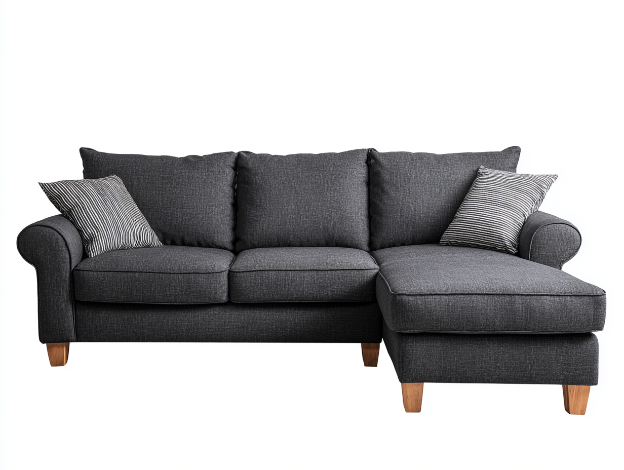 Corner Sofa fabric upholstered 255x175x88 cm - dark grey - modern comfort design-Loftgetio