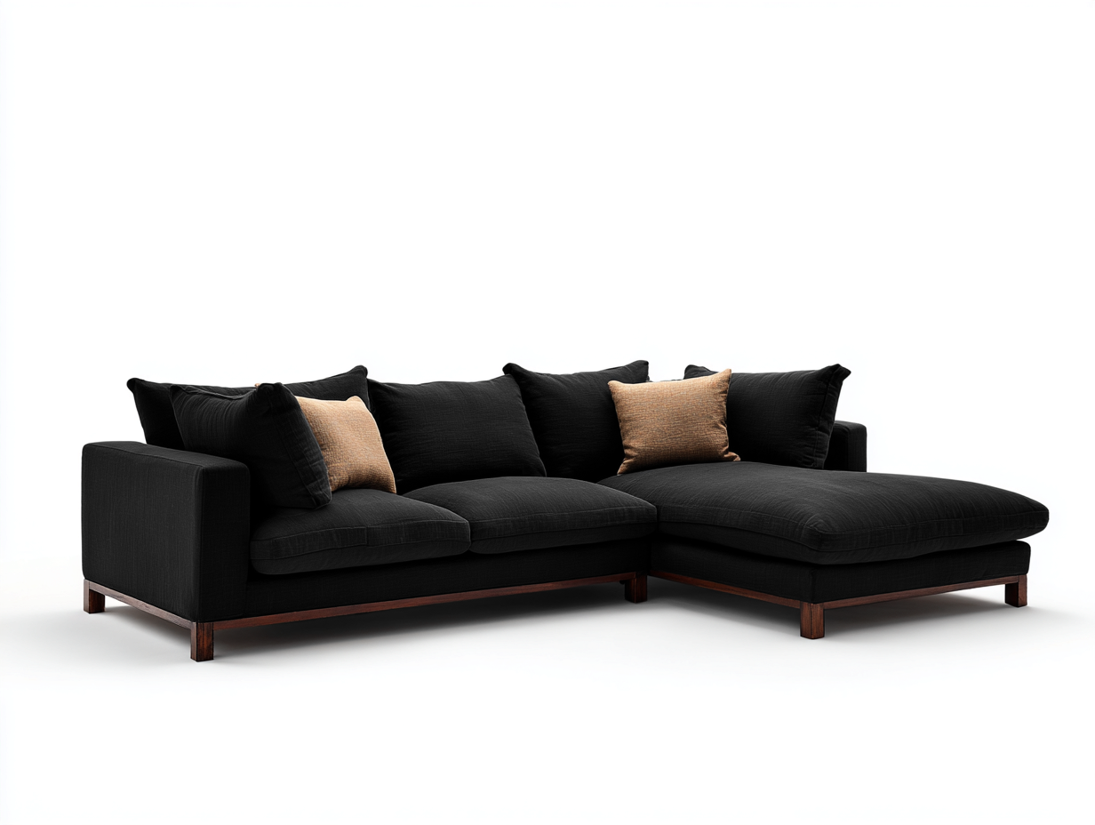 Corner Sofa Fabric Corner Sofa 280x170x85 cm - Black - Contemporary Living Room Design-Loftgetio