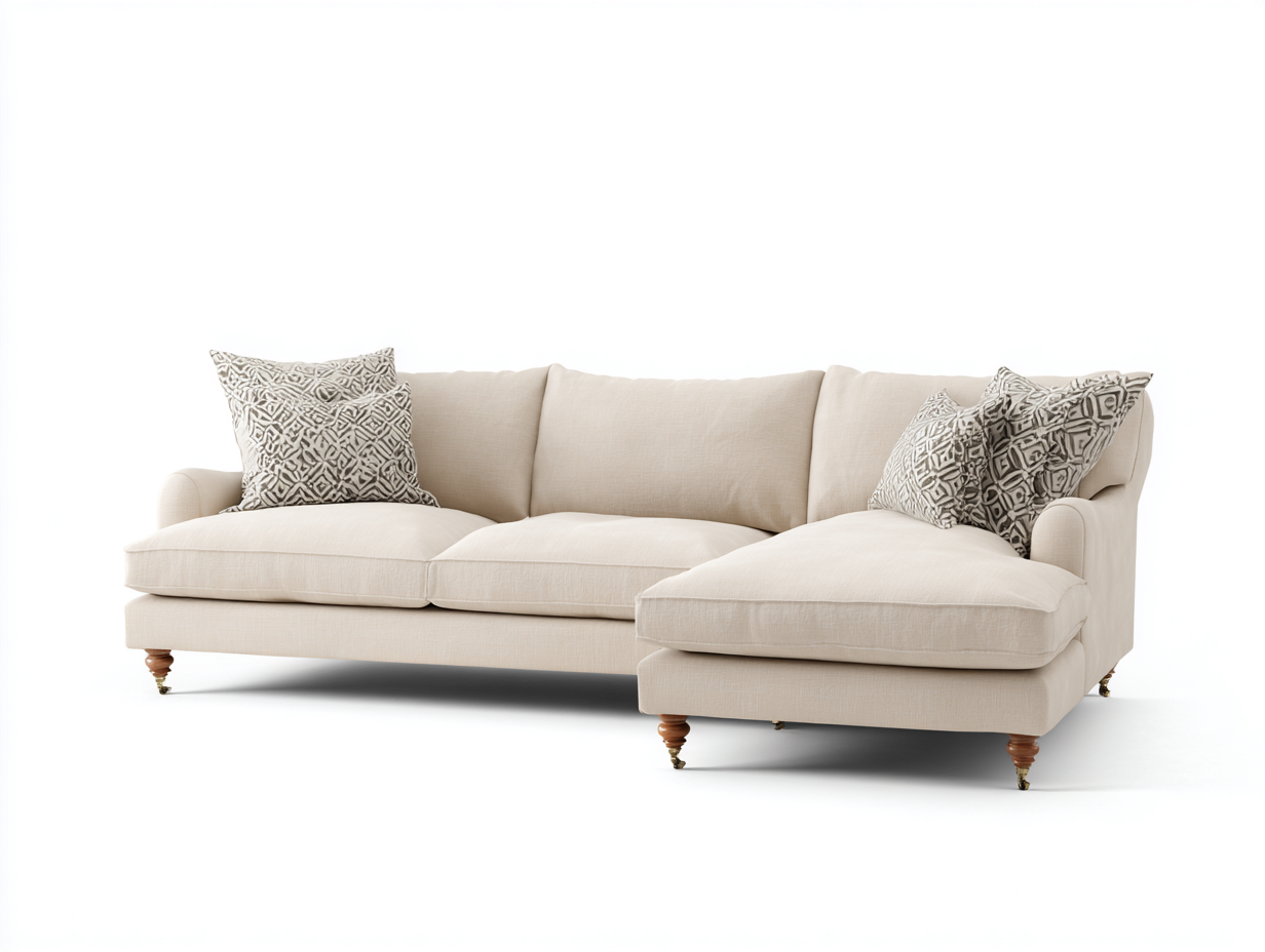Corner Sofa upholstered 270x170x90 cm - beige - classic comfort for living room-Loftgetio