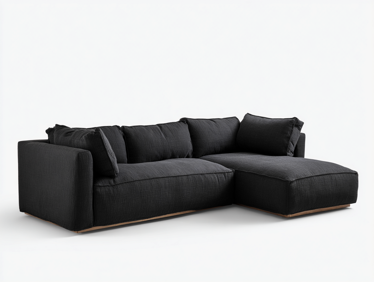 Corner Sofa upholstered 285x175x88 cm - black - modern comfort for living room-Loftgetio
