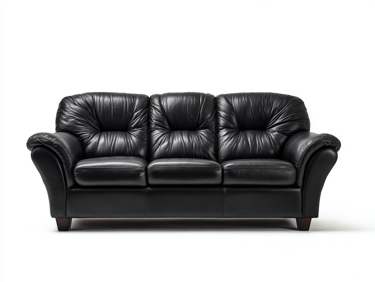 3 Seater Sofas leather 225x100x92 cm - black - plush comfort for living room-Loftgetio