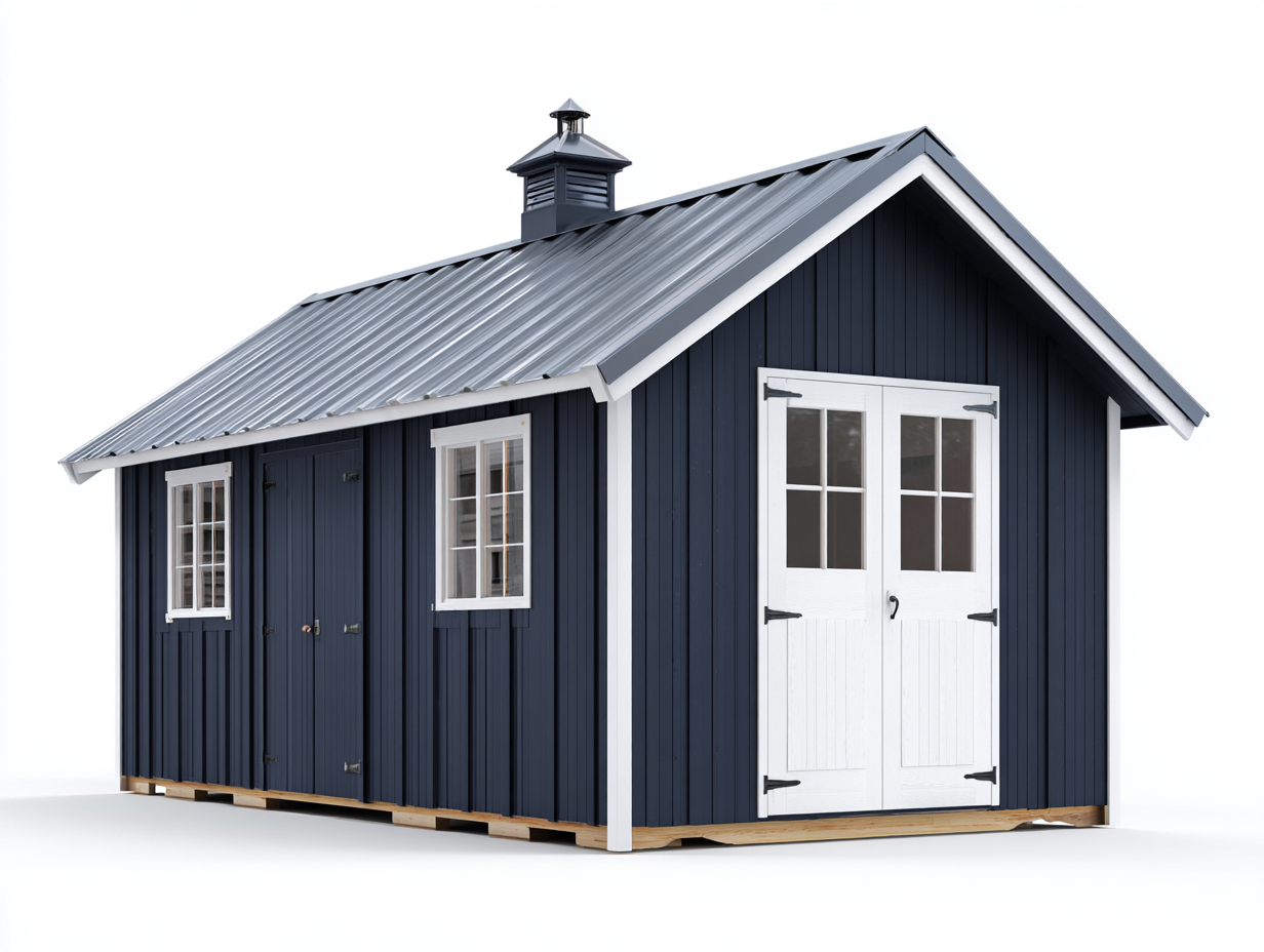 Garden Sheds Wooden 300x240x240 cm - Blue White Finish - Outdoor Storage Shed-Loftgetio
