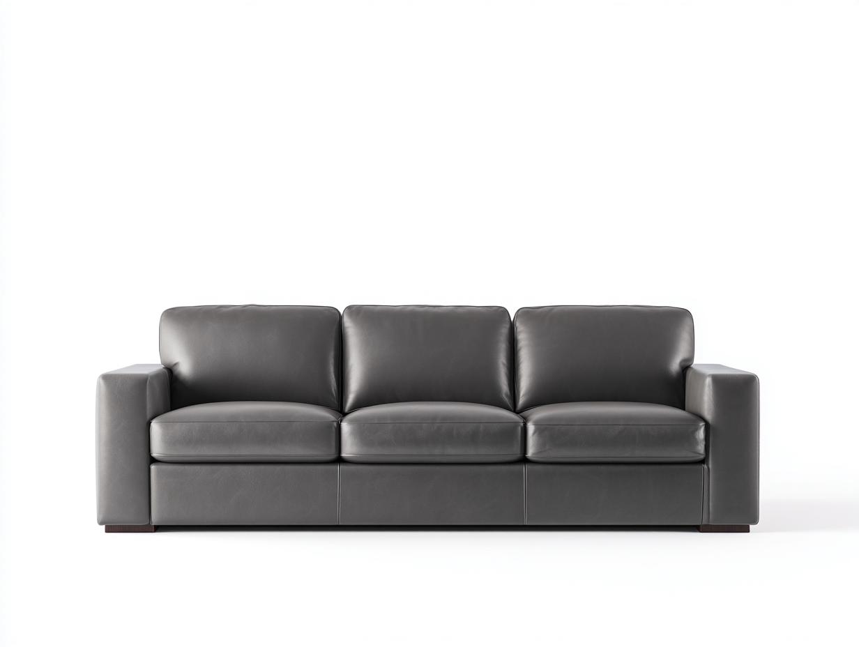 3 Seater Sofas Leather 3 Seater Sofa 220x95x85 cm - Dark Grey - Modern Living Room Design-Loftgetio