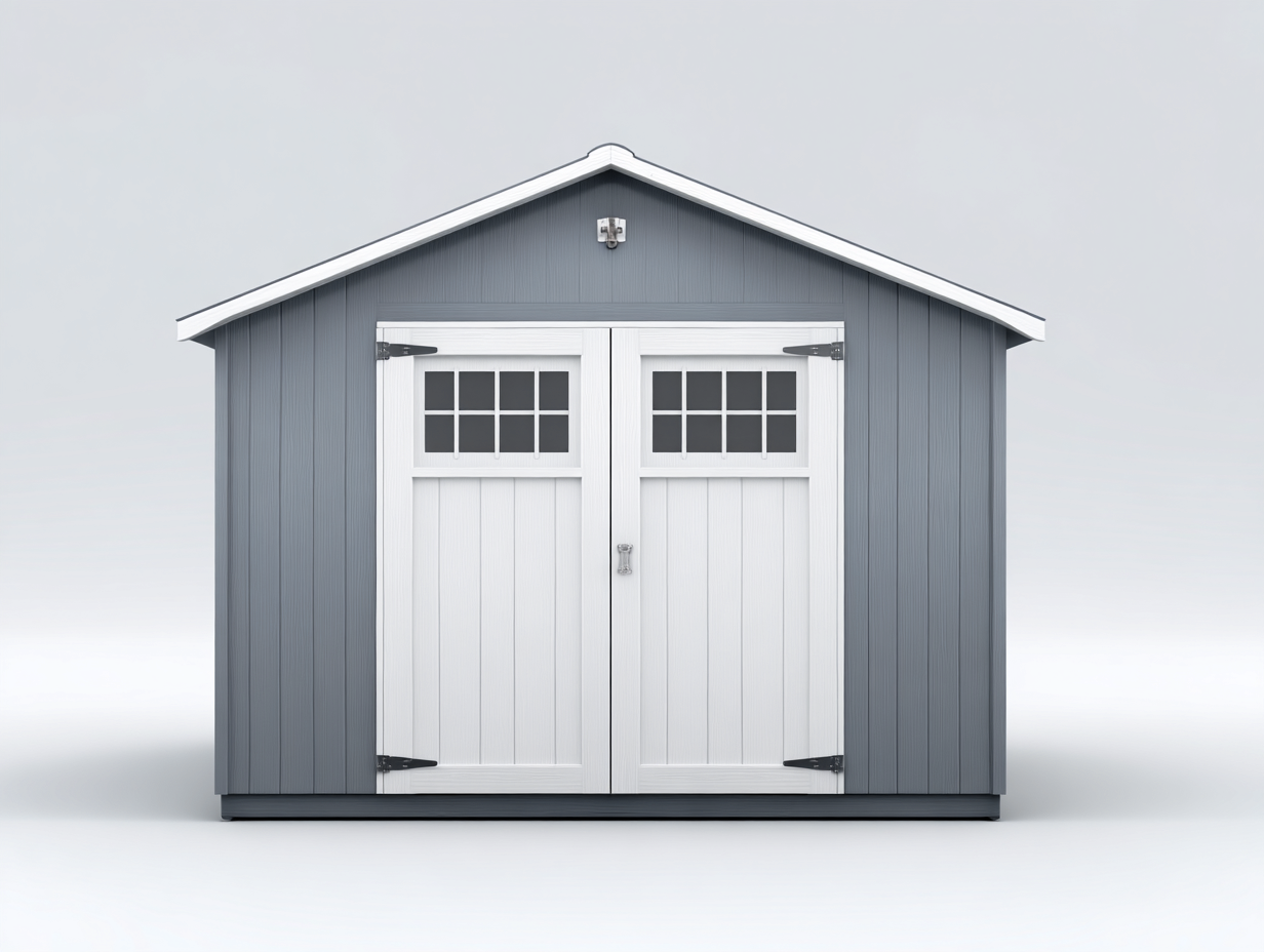 Garden Shed wooden storage cabin 250x200x220 cm - grey and white - classic outdoor design-Loftgetio