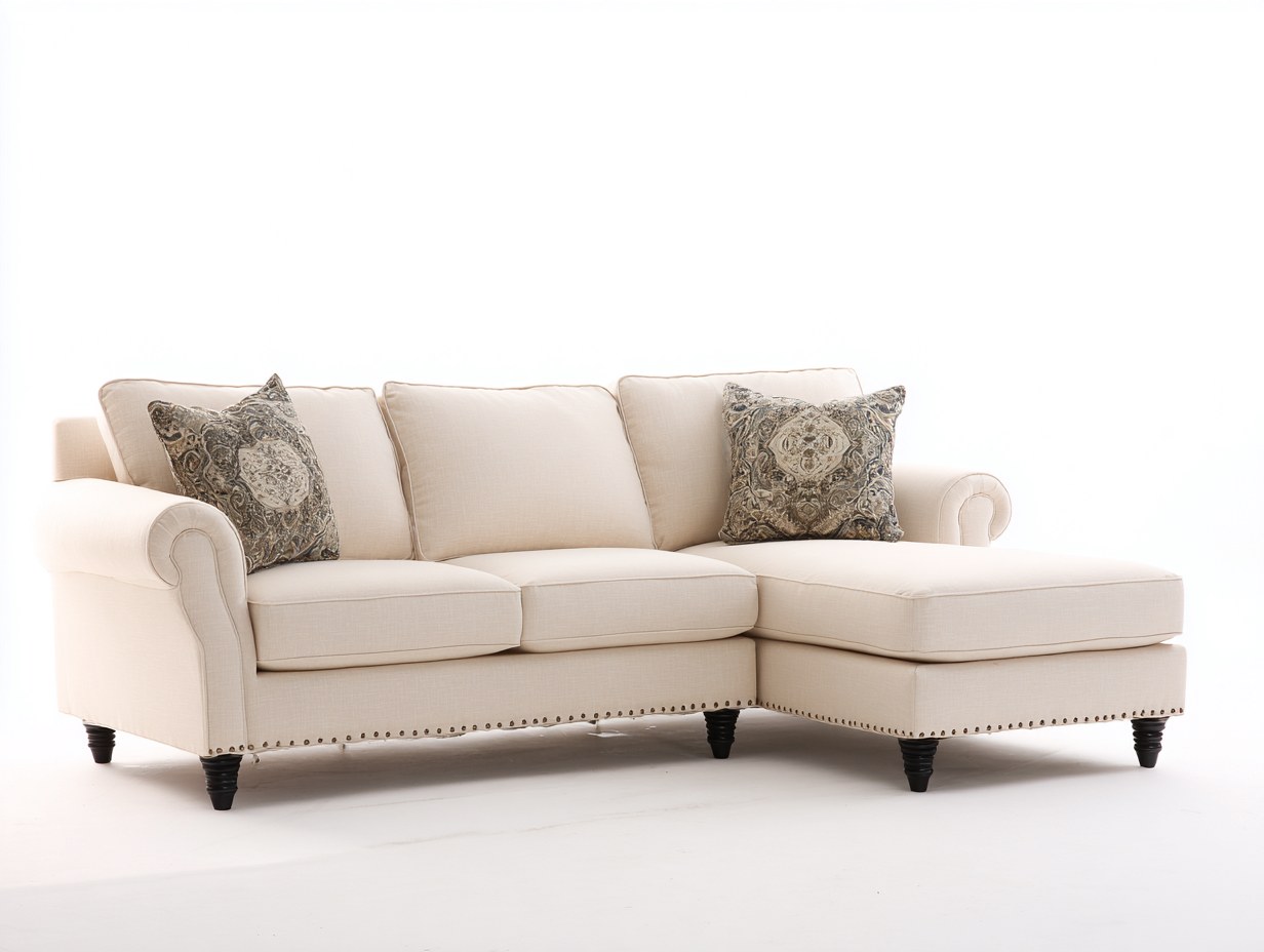 Corner Sofa fabric upholstered 260x180x88 cm - beige - classic comfort design-Loftgetio