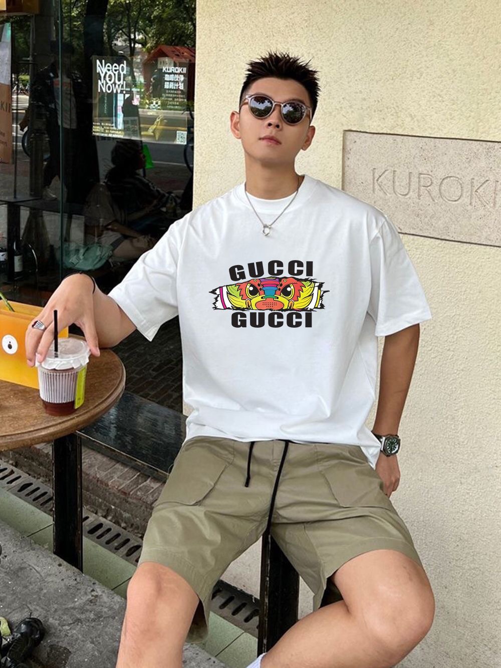 【GUCCI旗艦店】（グッチ）クラシックでスタイリッシュな半袖スウェットシャツ00616