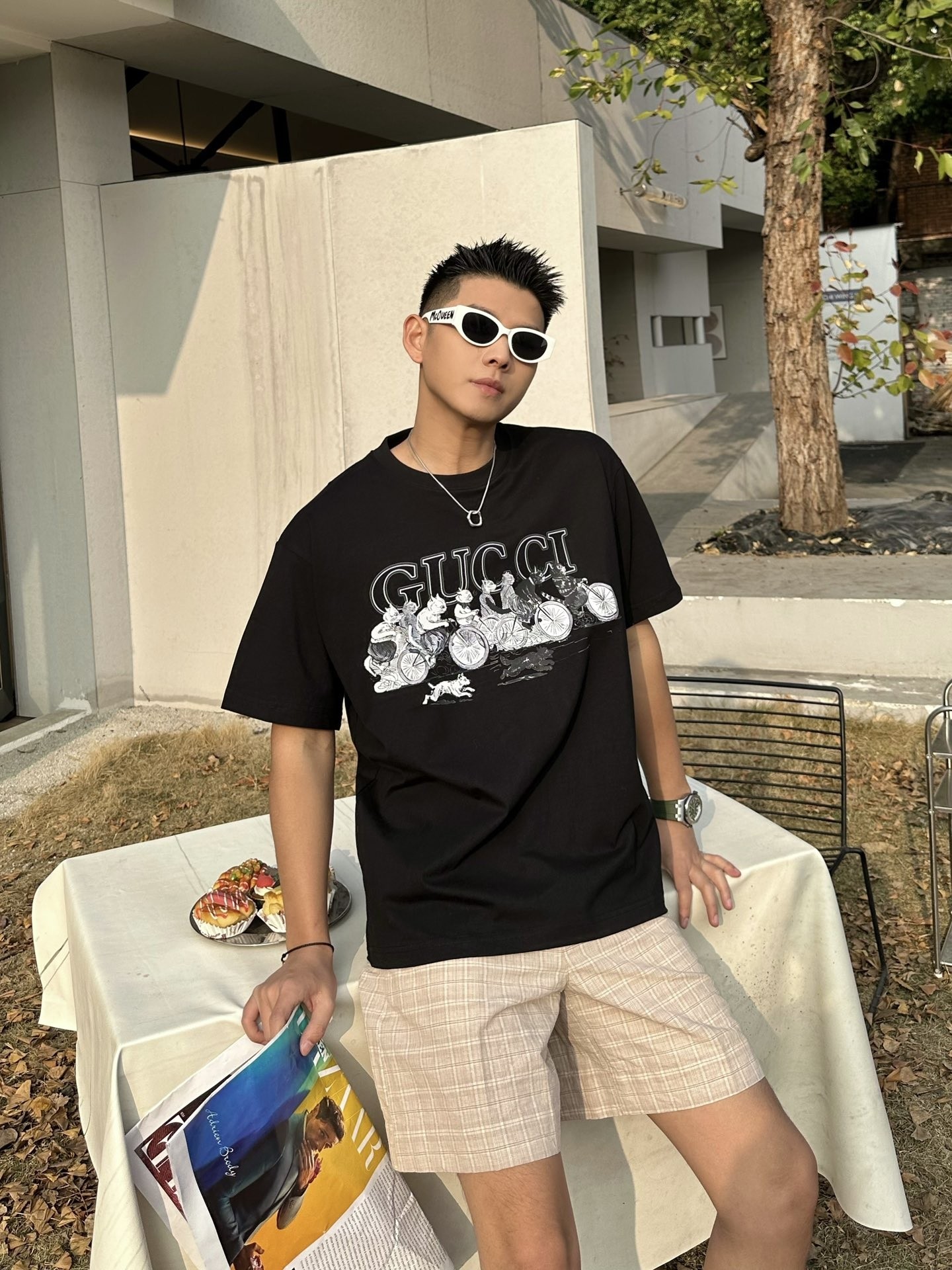 【GUCCI旗艦店】（グッチ）クラシックでスタイリッシュな半袖スウェットシャツ00593