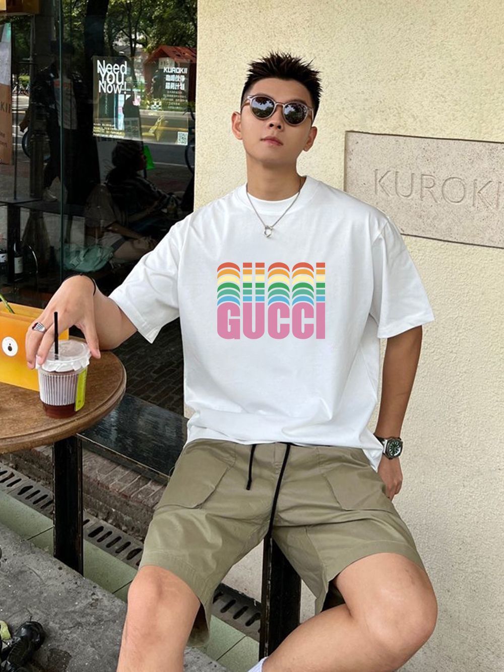 【GUCCI旗艦店】（グッチ）クラシックでスタイリッシュな半袖スウェットシャツ01722