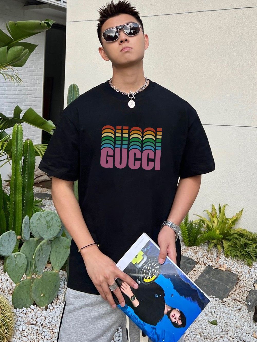 【GUCCI旗艦店】（グッチ）クラシックでスタイリッシュな半袖スウェットシャツ01722