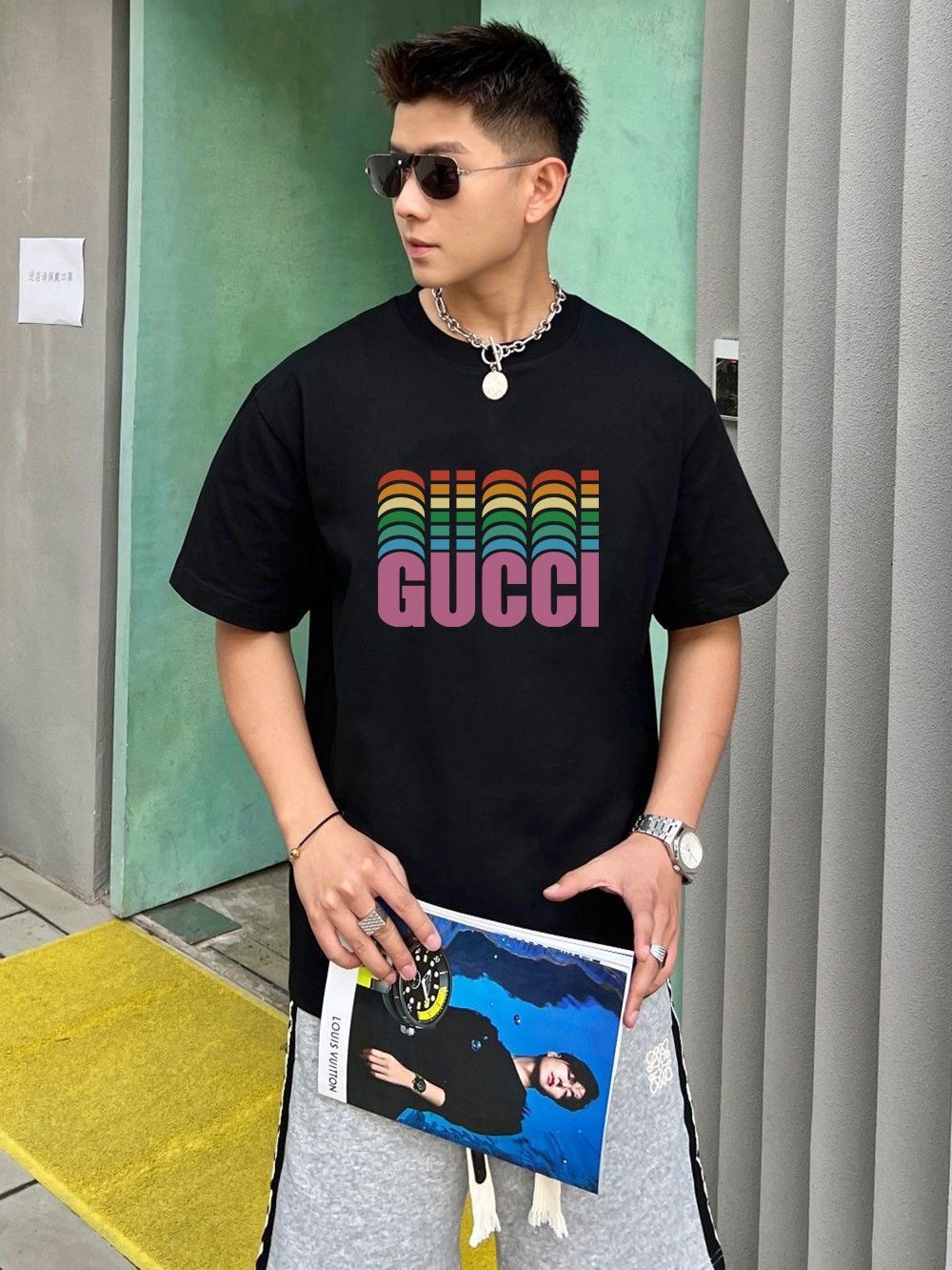 【GUCCI旗艦店】（グッチ）クラシックでスタイリッシュな半袖スウェットシャツ01722
